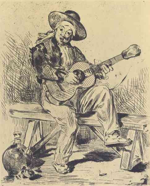The guitar Player by Manet A4 Photo Print