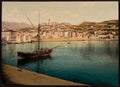 The harbor and old town Mentone Vintage A4 Photo Print
