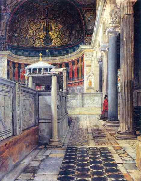 The interior of the church of San Clemente, Rome by Alma Tadema A4 Photo Print