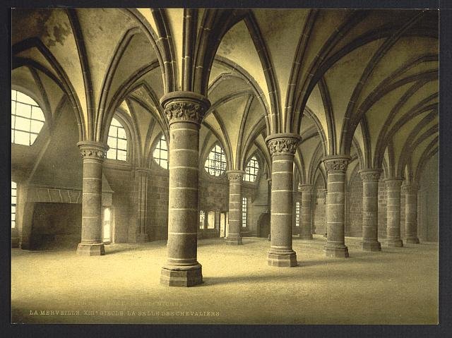 The knights hall Mont St Michel Vintage A4 Photo Print