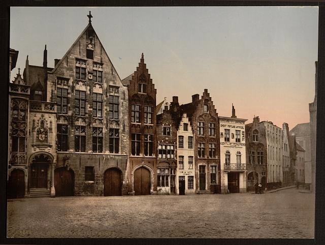 The library Bruges Vintage A4 Photo Print