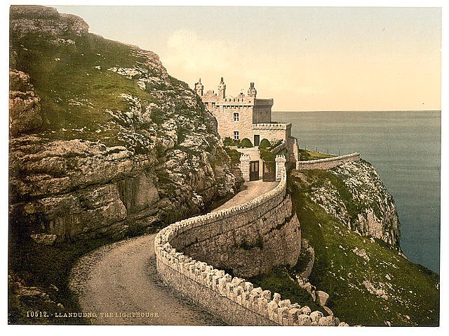 The lighthouse Llandudno Vintage A4 Photo Print