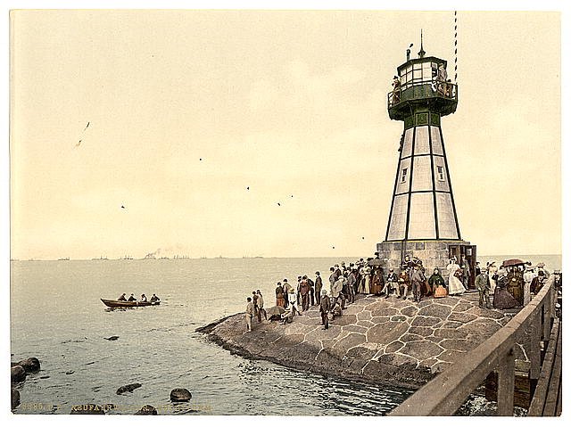 The lighthouse Neufahrwasser West Prussia Vintage A4 Photo Print