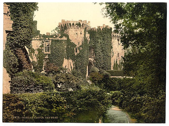 The moat Raglan Castle Vintage A4 Photo Print