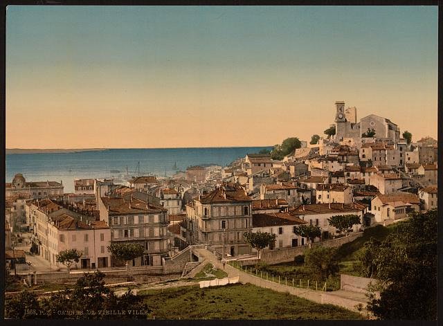 The old town Cannes Vintage A4 Photo Print