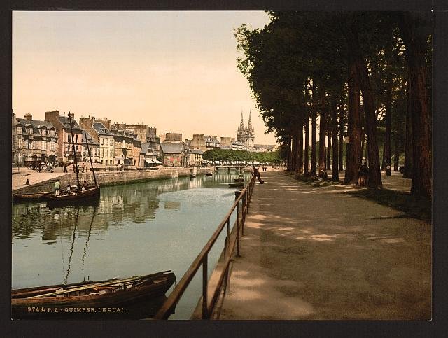 The quay Quimper Vintage A4 Photo Print