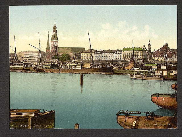 The quay Riga Vintage A4 Photo Print