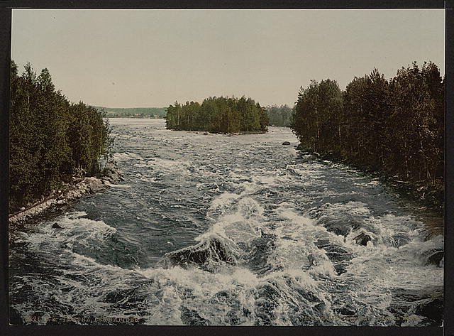 The rapids toward the pavillion Imatra Finland Vintage A4 Photo Print