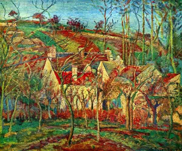 The red roofs by Pissarro Impressionism A4 Photo Print