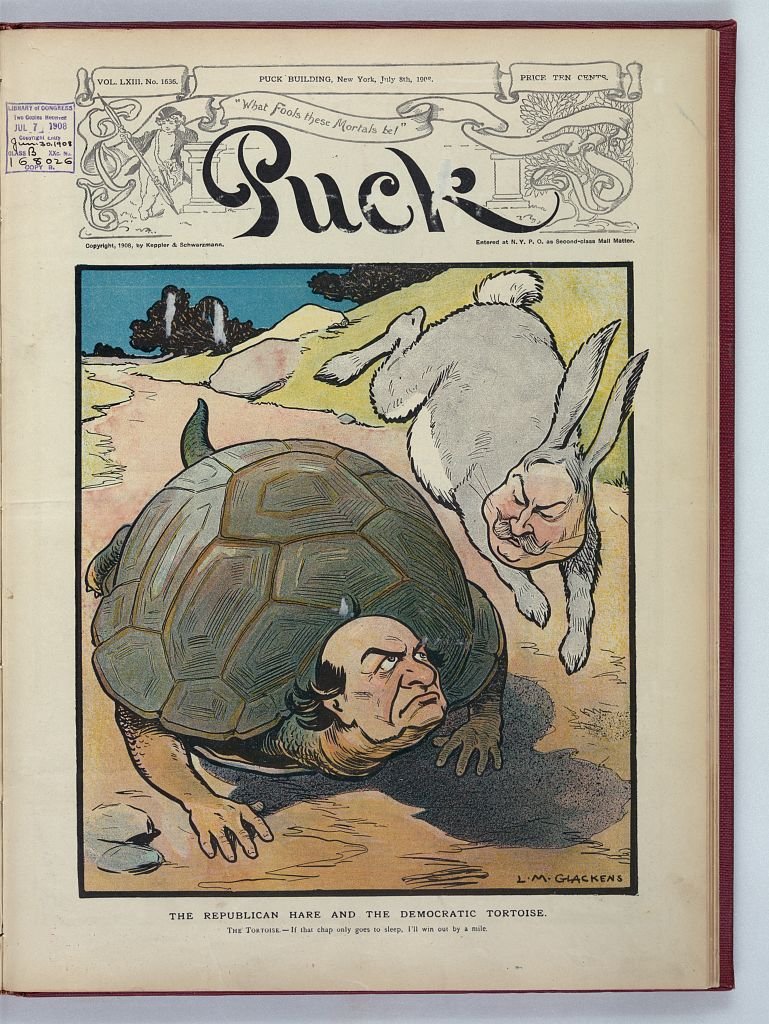 The republican hare and the democratic tortoise PUCK A4 Photo Print