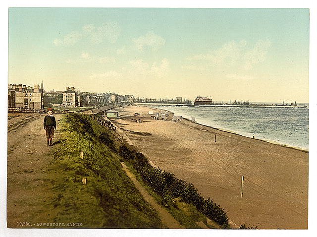 The sands from Royal Hotel Lowestoft Vintage A4 Photo Print