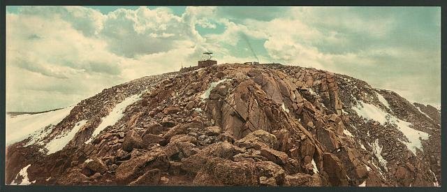The summit of Pikes Peak II Vintage A4 Photo Print