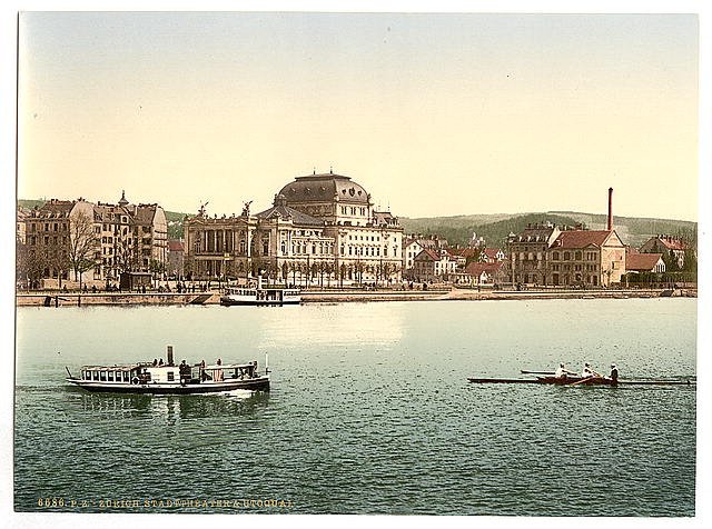 The theatre and Utoquay Zurich Vintage A4 Photo Print