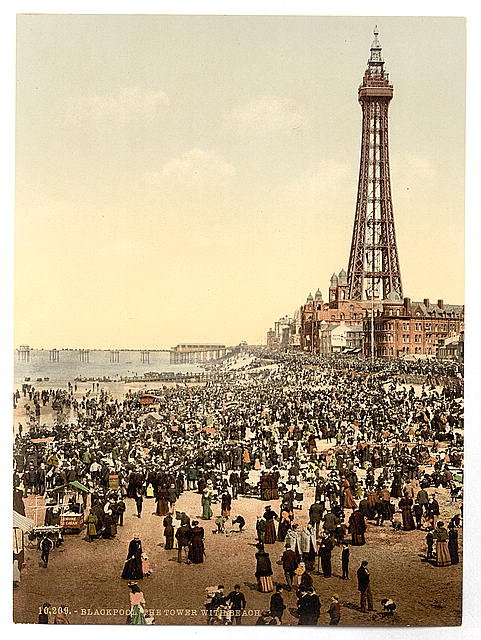 The tower with beach Blackpool Vintage A4 Photo Print