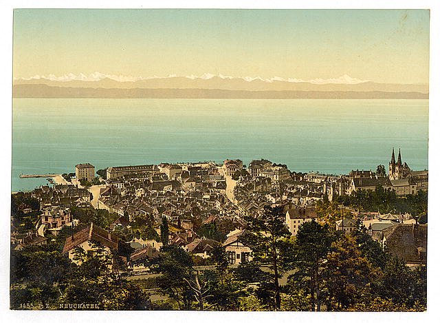 The town  Neuchatel Vintage A4 Photo Print