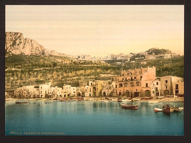 The town Capri Island Vintage A4 Photo Print
