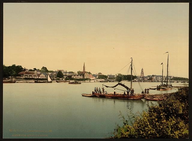The town and Rhine Arnhem Vintage A4 Photo Print