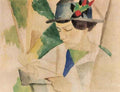 The wife of the painter reading by August Macke Expressionism A4 Photo Print