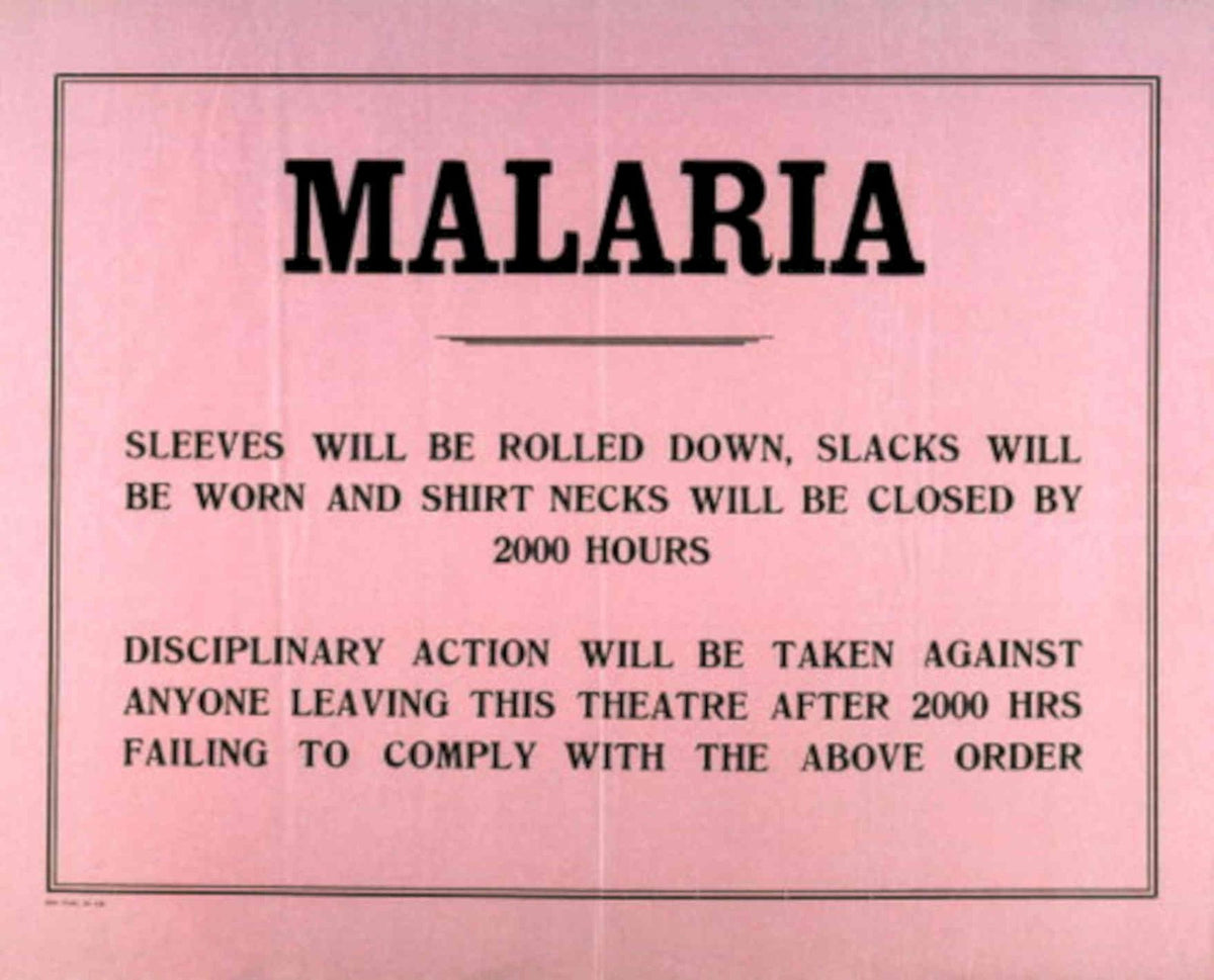Theatre Malaria Notice 1940s Vintage Retro Advert Poster