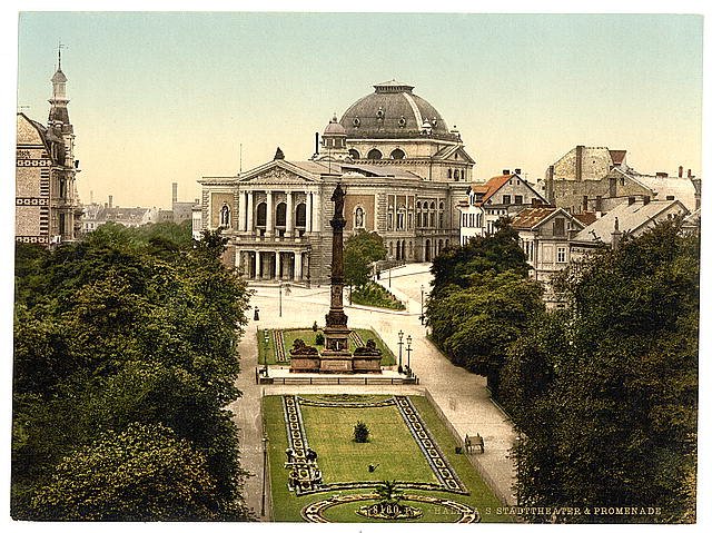 Theatre and Promenade Halle German Saxony Vintage A4 Photo Print