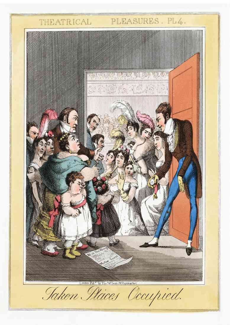 Theatrical Pleasures 1830D Vintage Cartoon Joke A4 Photo Print