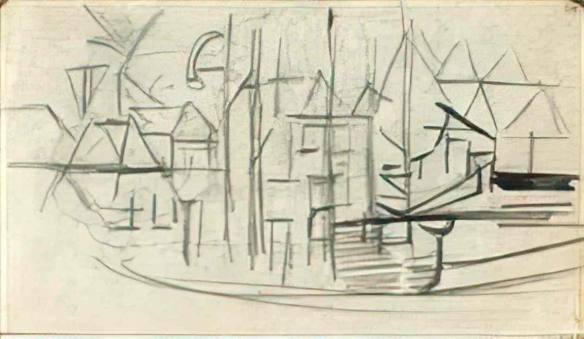 Theo van Doesburg abstracted cityscape from sketchbook 130 Art A4 Photo Print