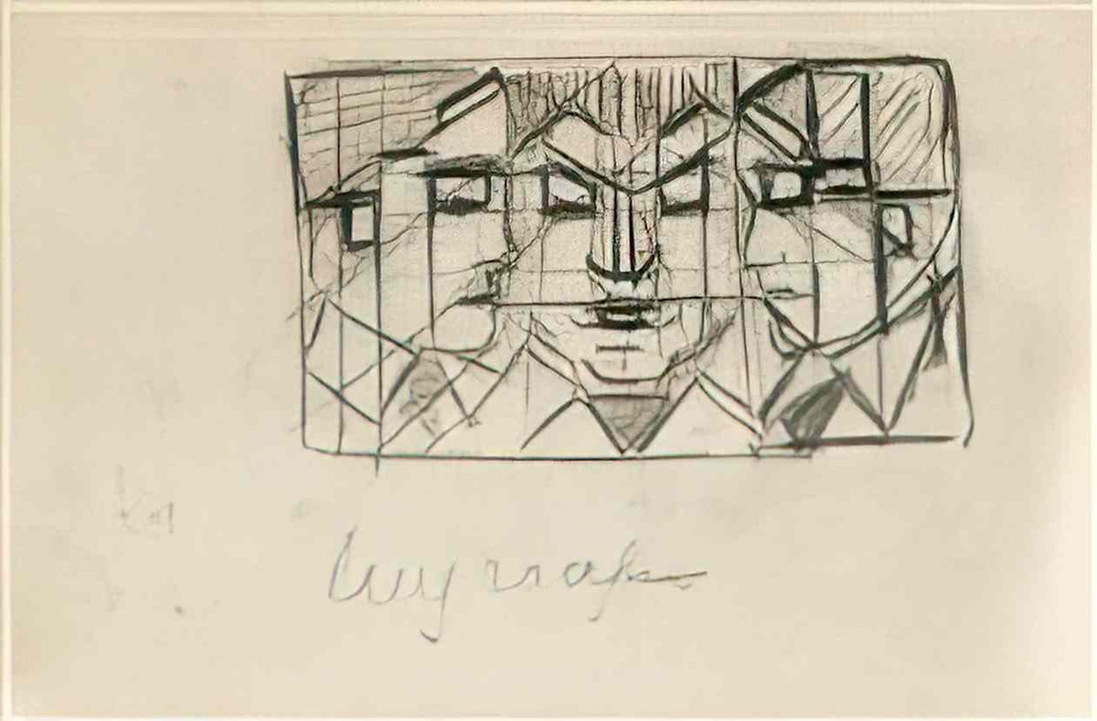 Theo van Doesburg composition with three heads from sketchbook 13 Art A4 Photo Print