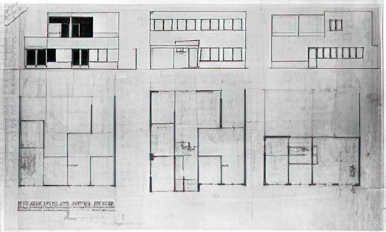 Theo van Doesburg design for a house and studio for bertalan pór elev Art A4 Photo Print