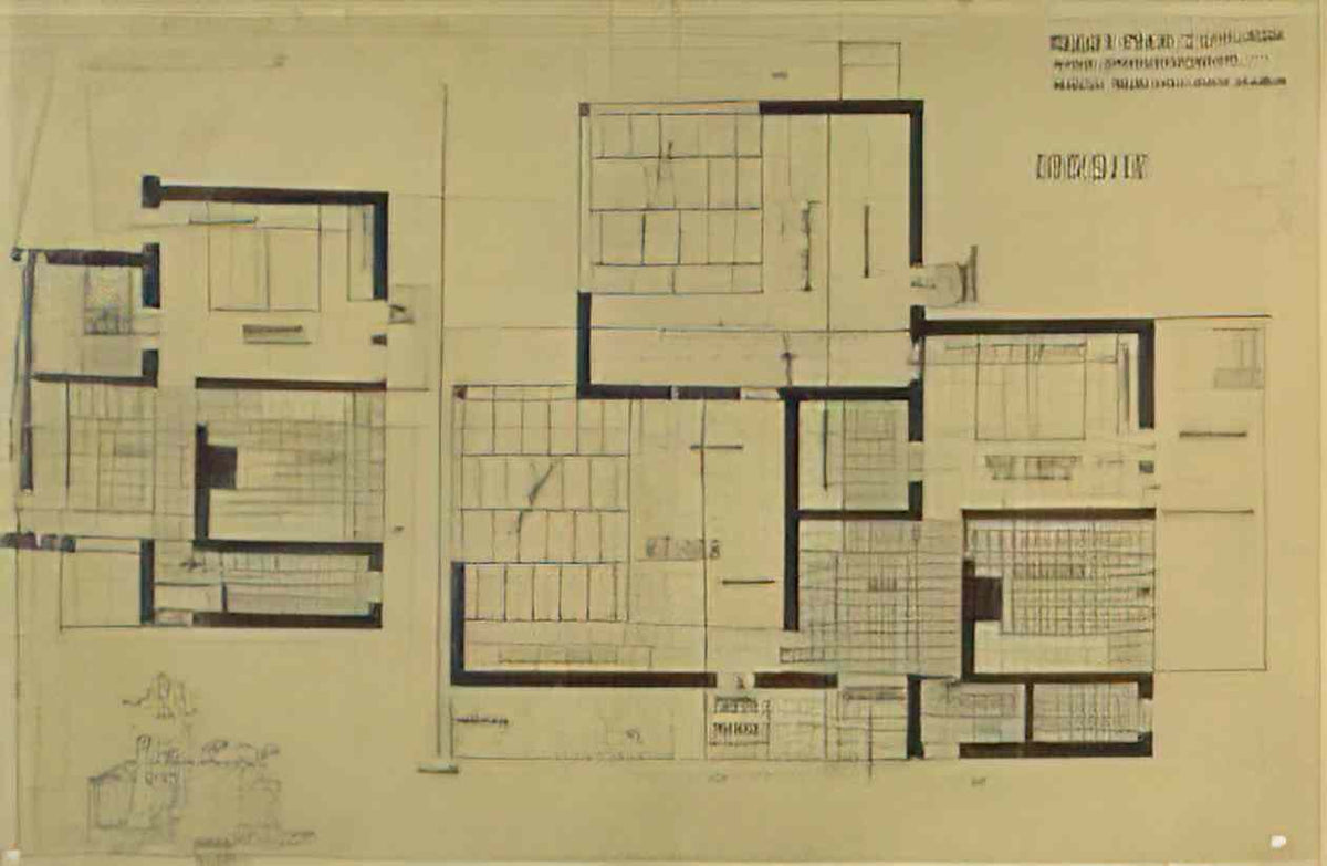 Theo van Doesburg double studio apartment design plans and axonometry Art A4 Photo Print