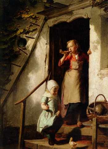 Theodore Gerard Feeding The Chicks A4 Photo Print
