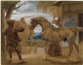Theodore Gericault arabian stallion led by two arabians to breed Art A4 Photo Print