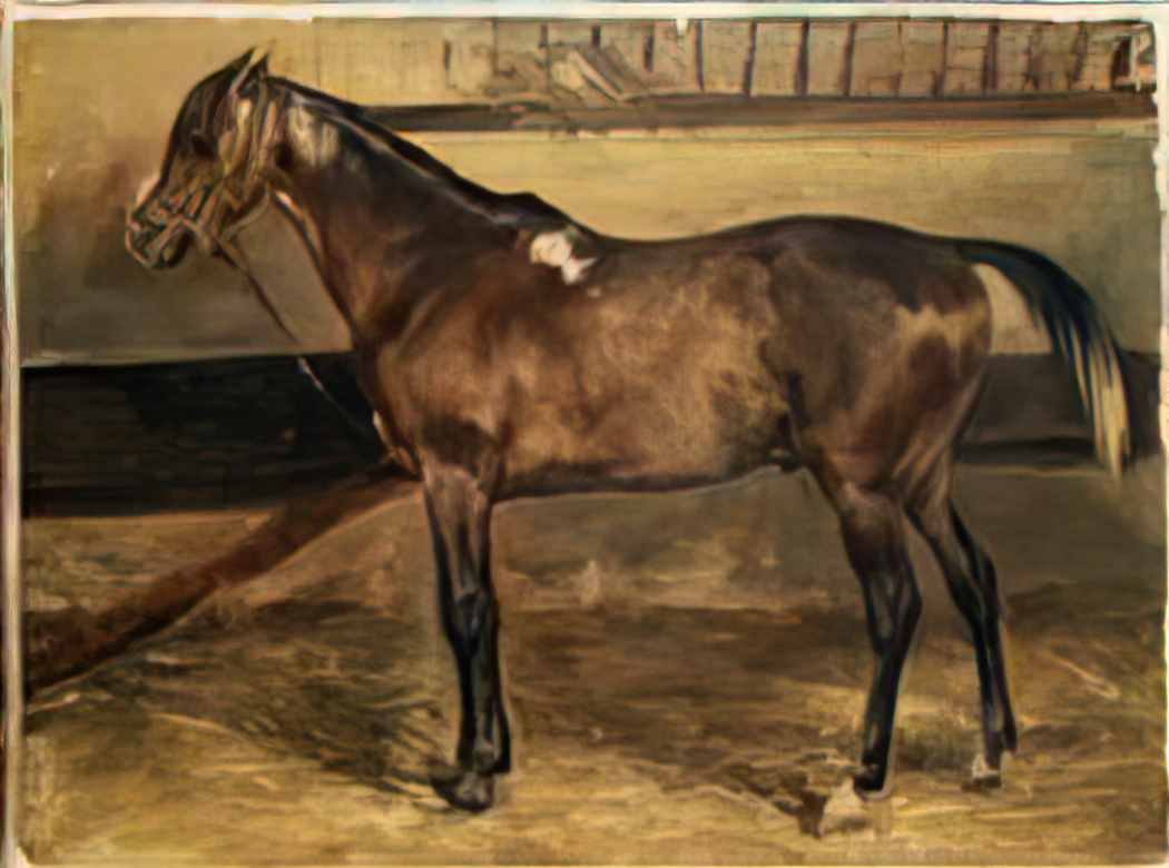 Theodore Gericault brown horse in the stalls Art A4 Photo Print