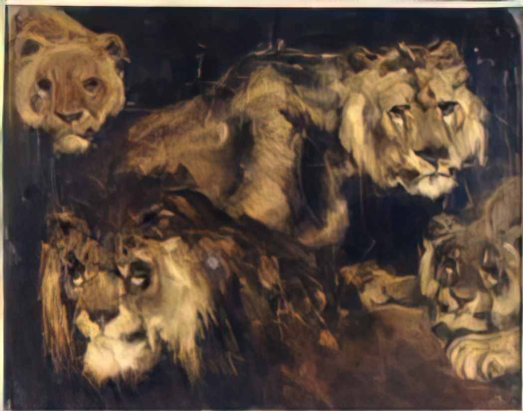 Theodore Gericault study for four lions Art A4 Photo Print