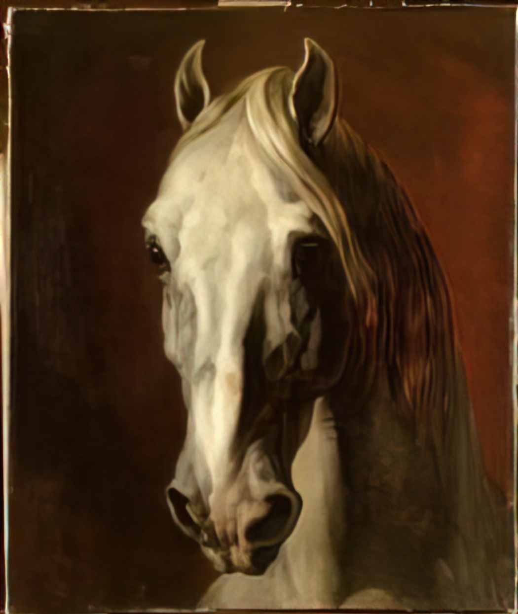 Theodore Gericault the head of white horse Art A4 Photo Print