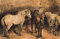 Theodore Gericault three horses in their stable Art A4 Photo Print