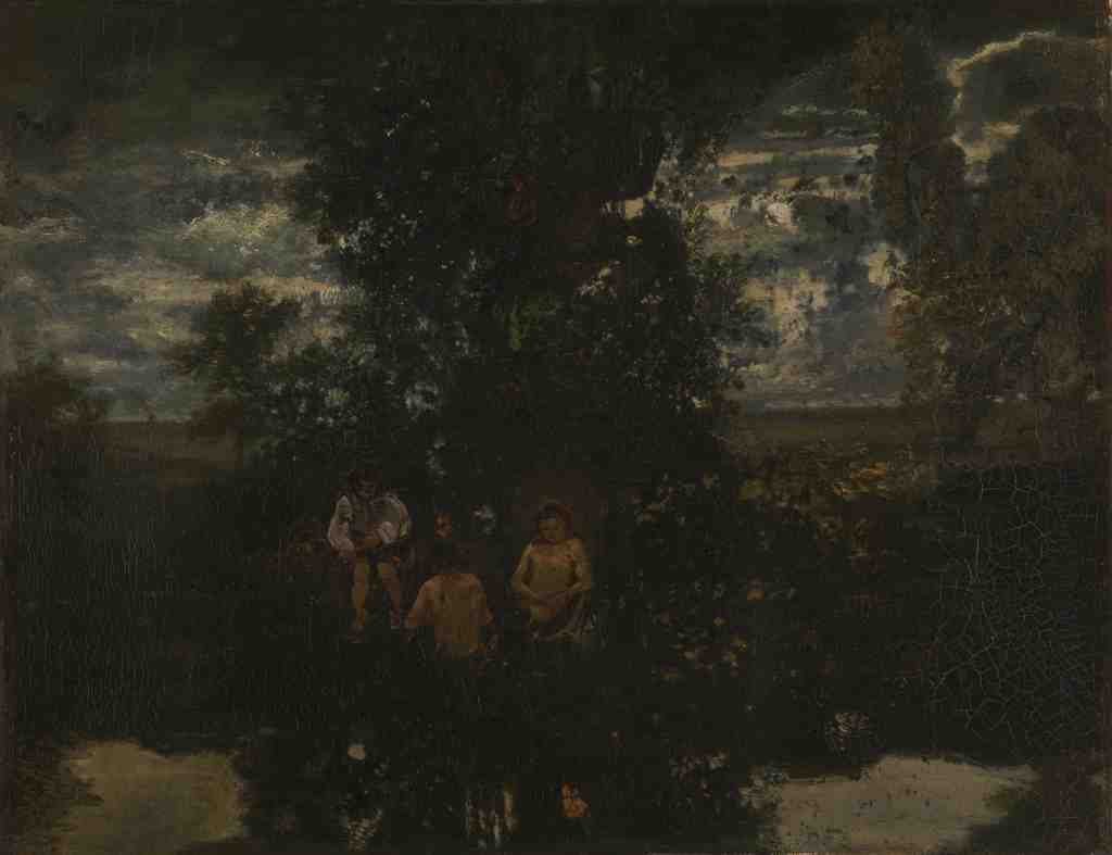 Theodore Rousseau Moonlight The Bathers A4 Photo Print
