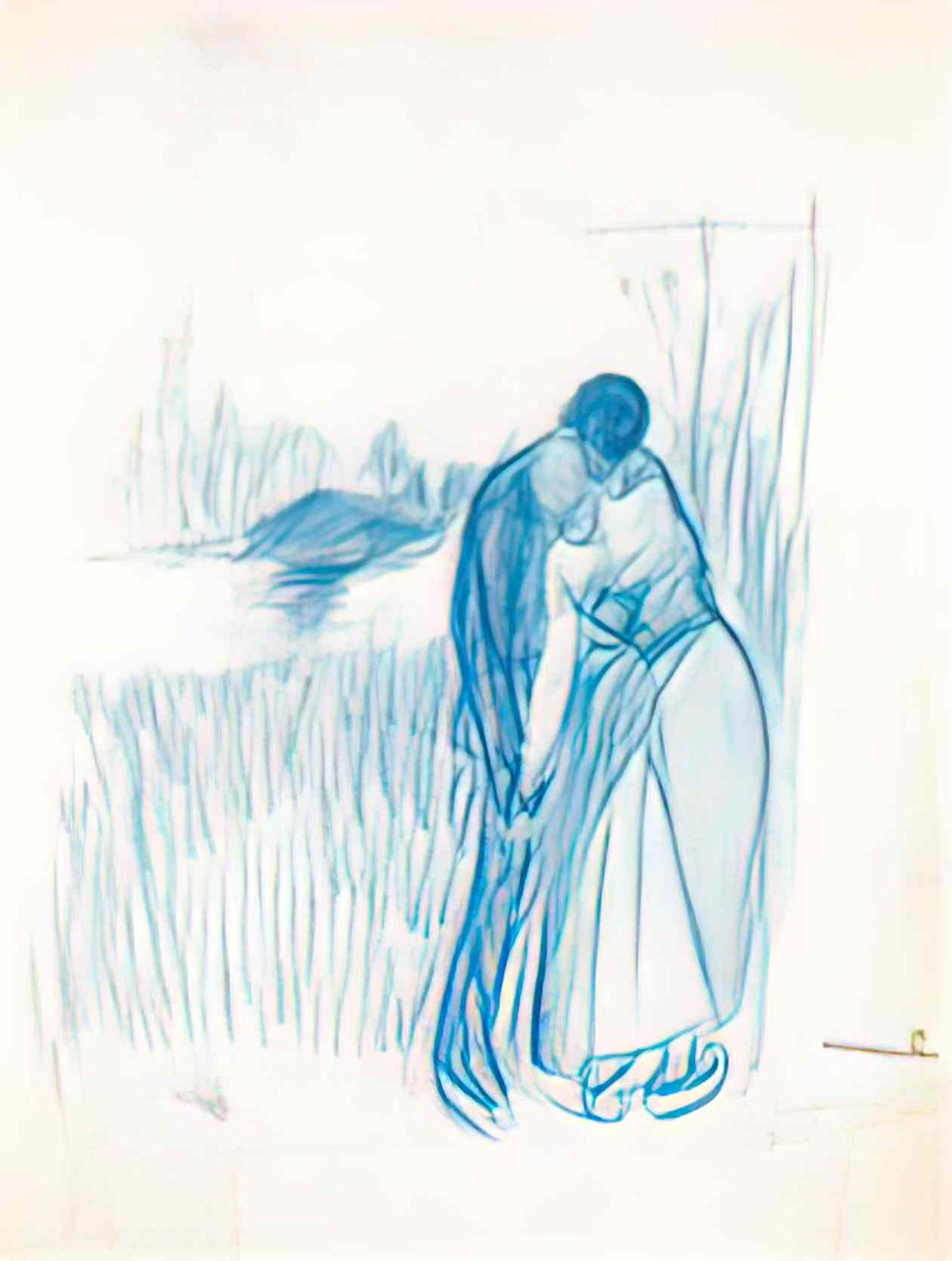 Theophile Steinlen au bord de l eau preliminary drawing Art A4 Photo Print