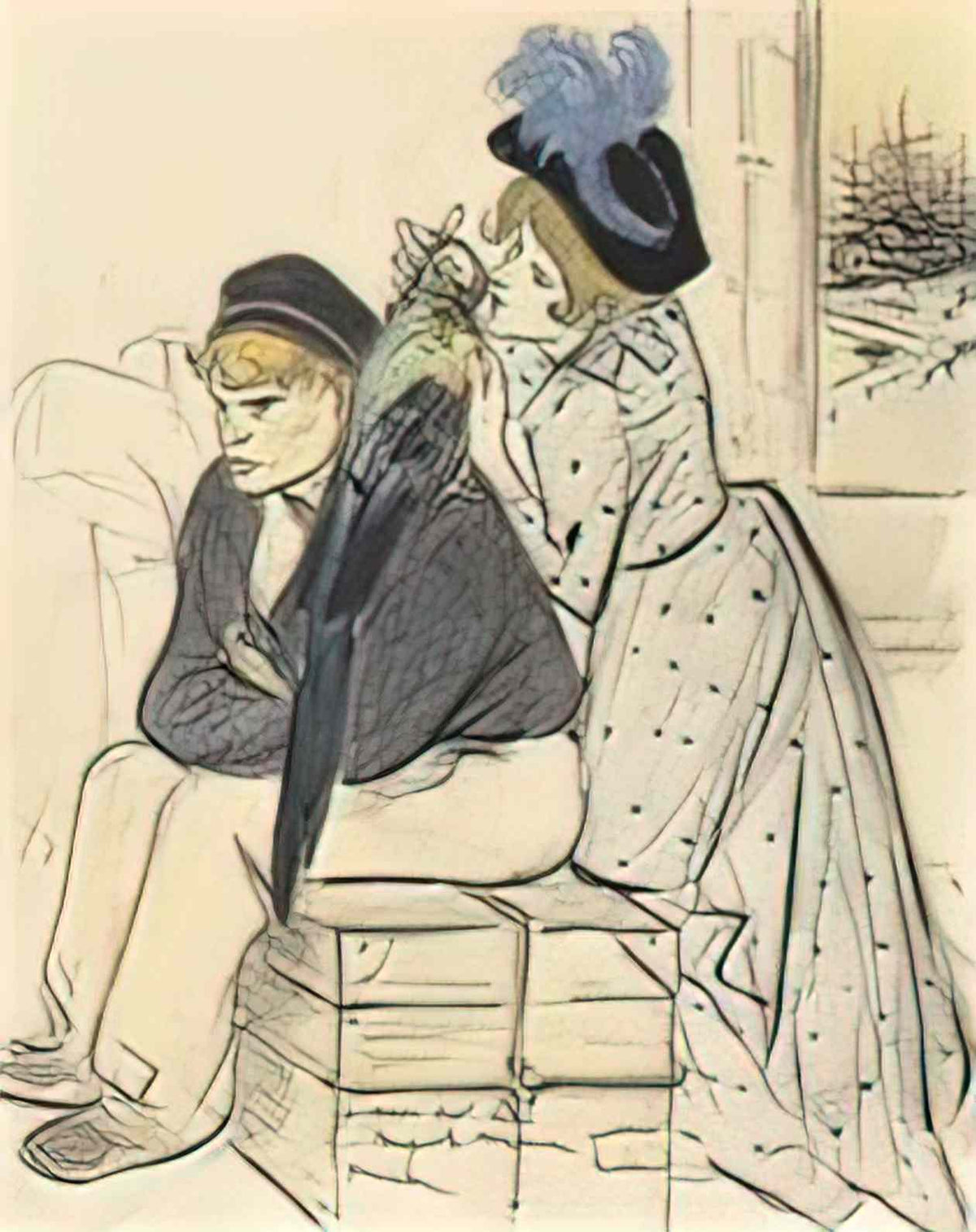 Theophile Steinlen aux iles original drawing Art A4 Photo Print