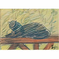 Theophile Steinlen blue cat Art A4 Photo Print