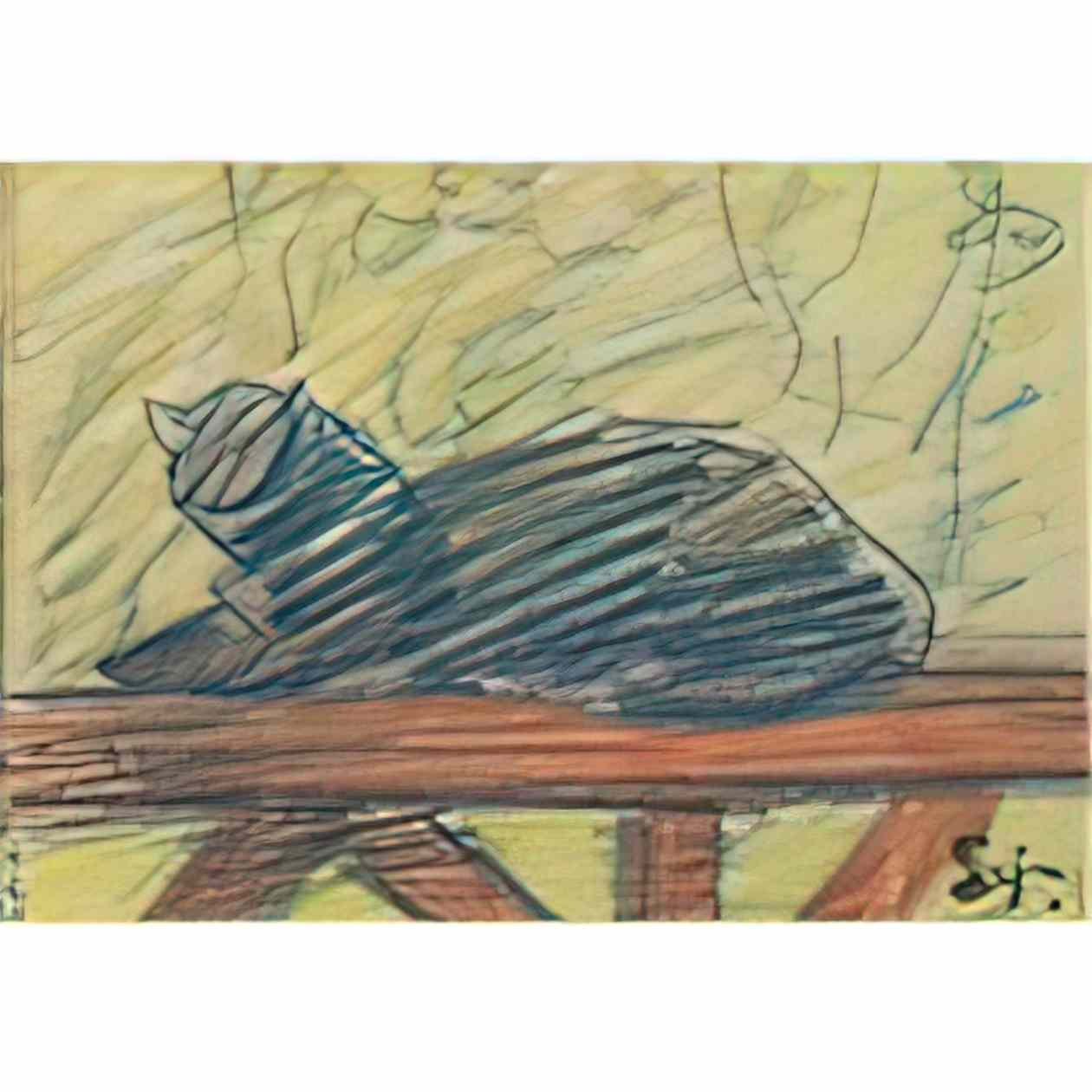 Theophile Steinlen blue cat Art A4 Photo Print