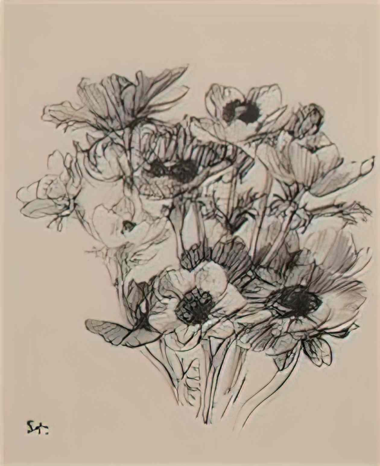 Theophile Steinlen bouquet de fleurs Art A4 Photo Print