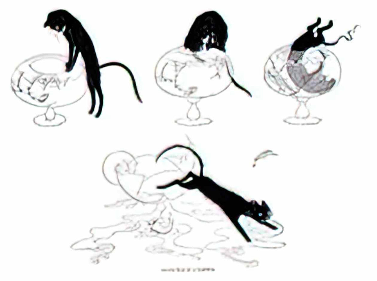 Theophile Steinlen cat and goldfish Art A4 Photo Print