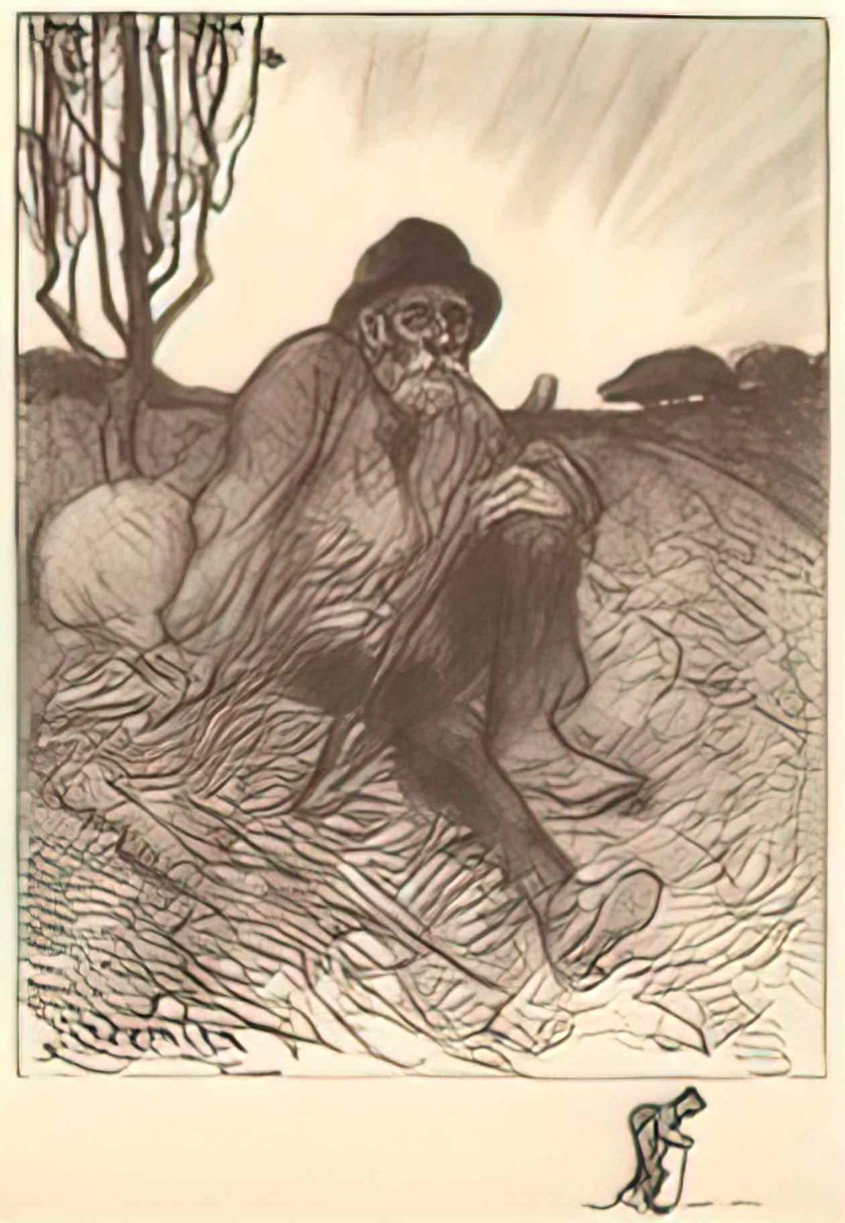 Theophile Steinlen chemineau assis 1913 Art A4 Photo Print