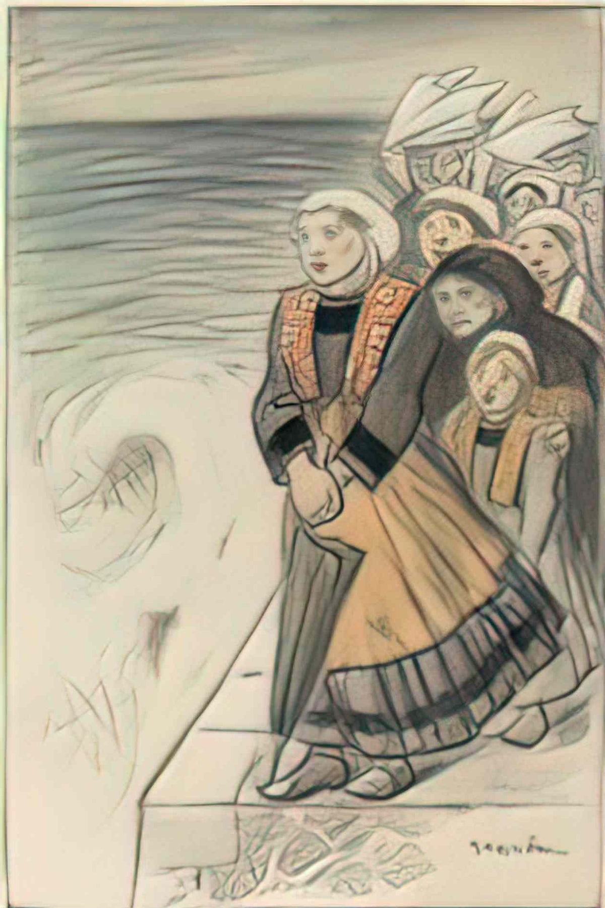 Theophile Steinlen en partance original drawing Art A4 Photo Print