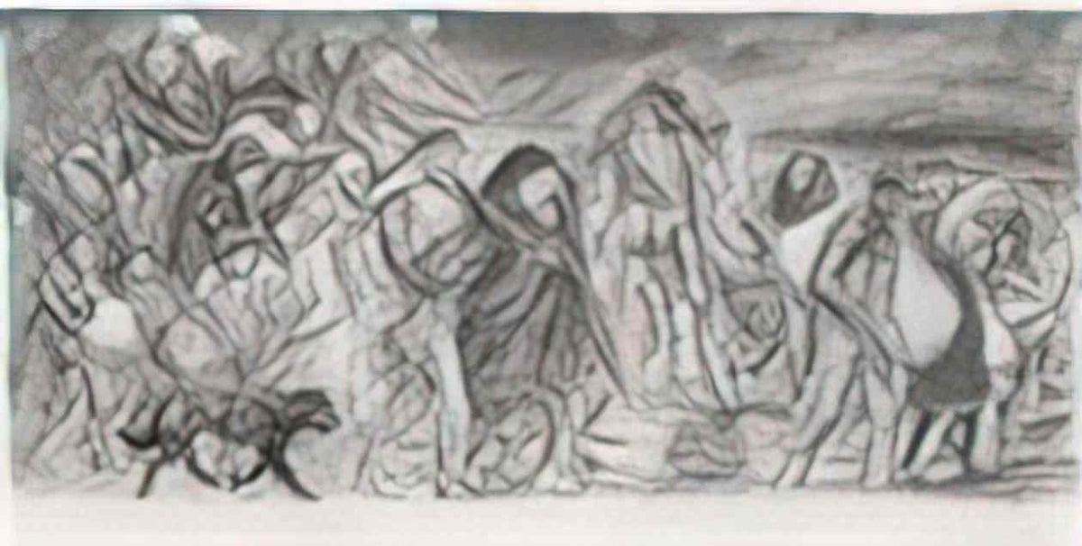 Theophile Steinlen exode en longeur 1915 Art A4 Photo Print