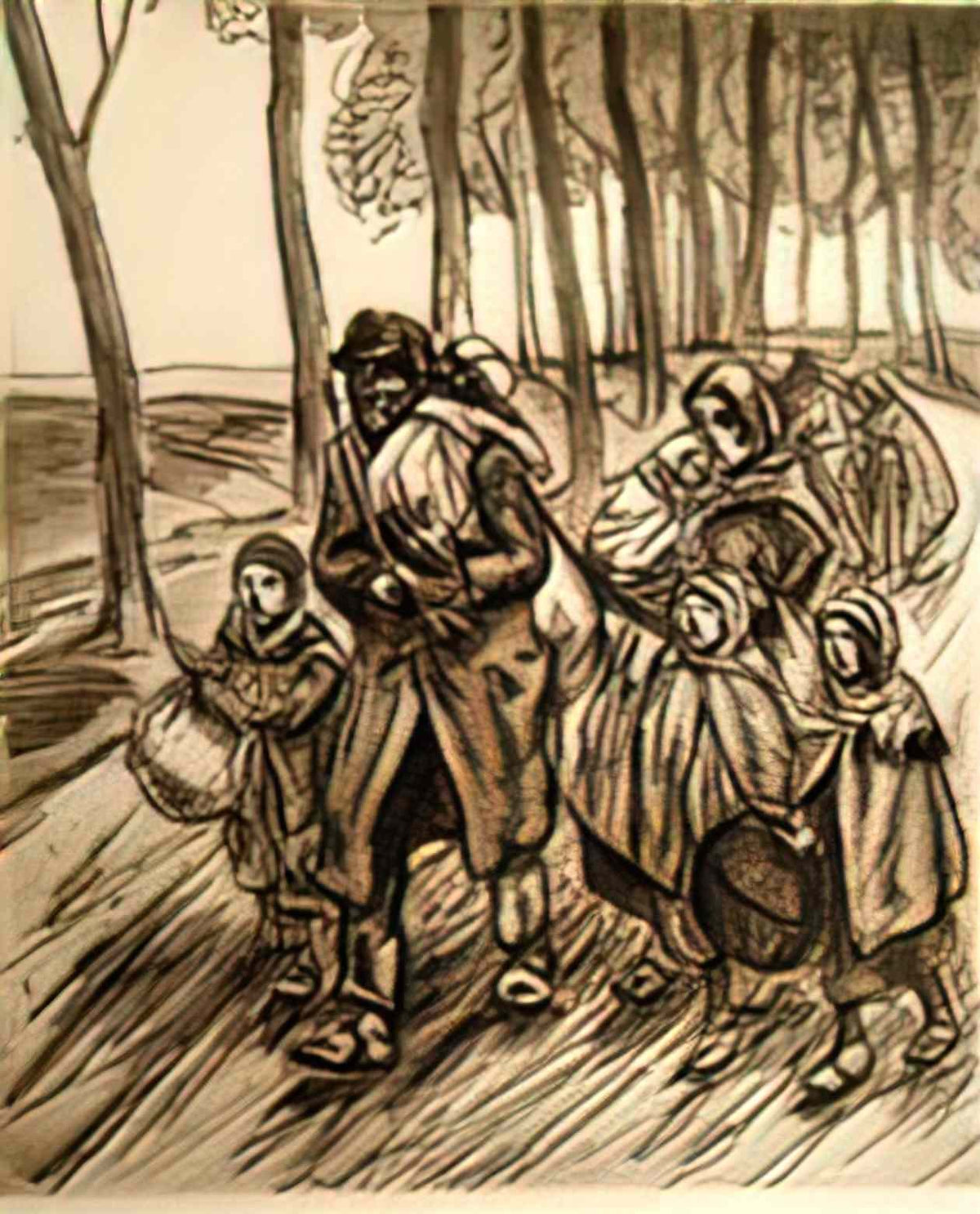Theophile Steinlen famille en fuite 1915 Art A4 Photo Print