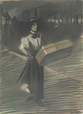 Theophile Steinlen girl with case Art A4 Photo Print