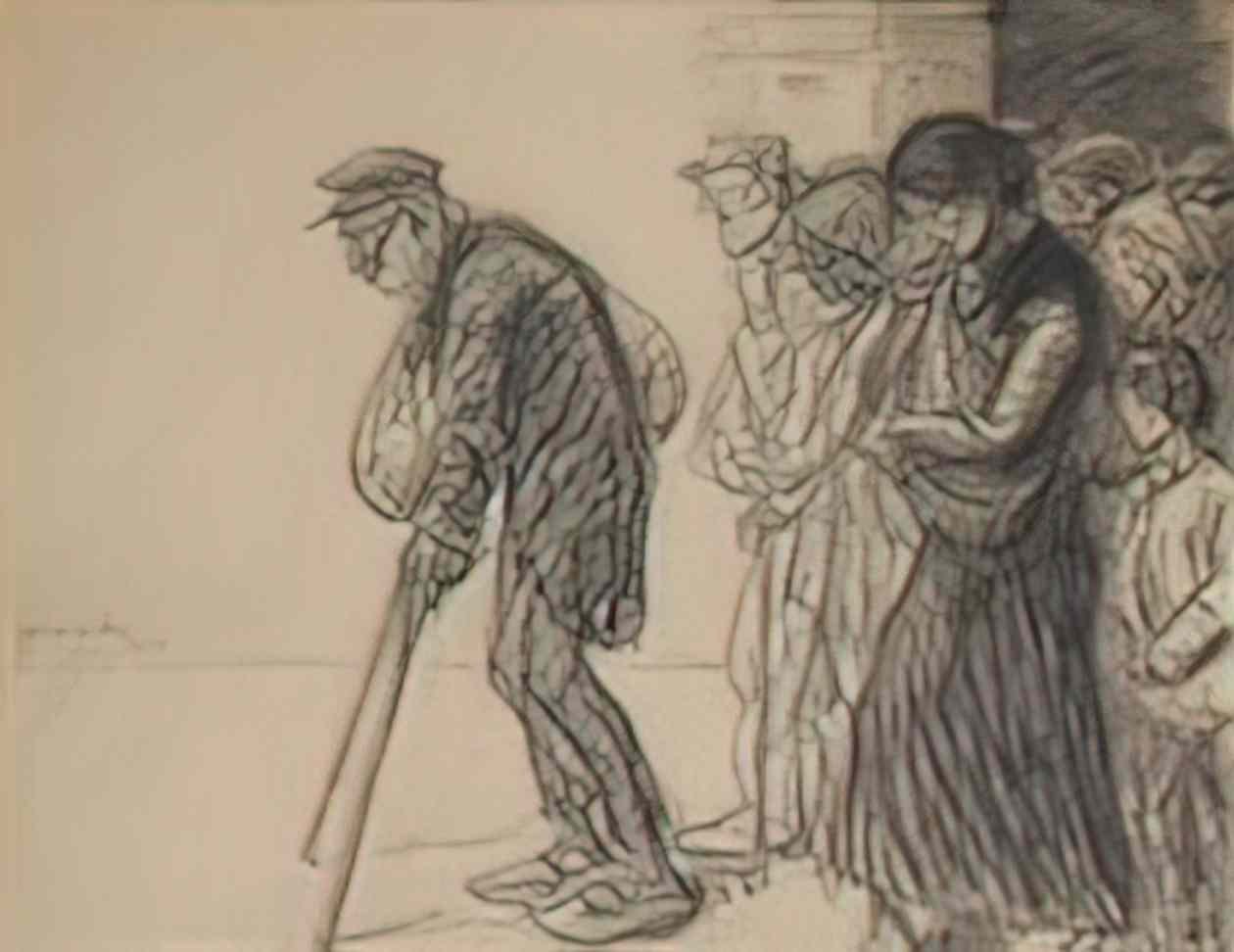 Theophile Steinlen les internes preparatory drawing for 1915 Art A4 Photo Print