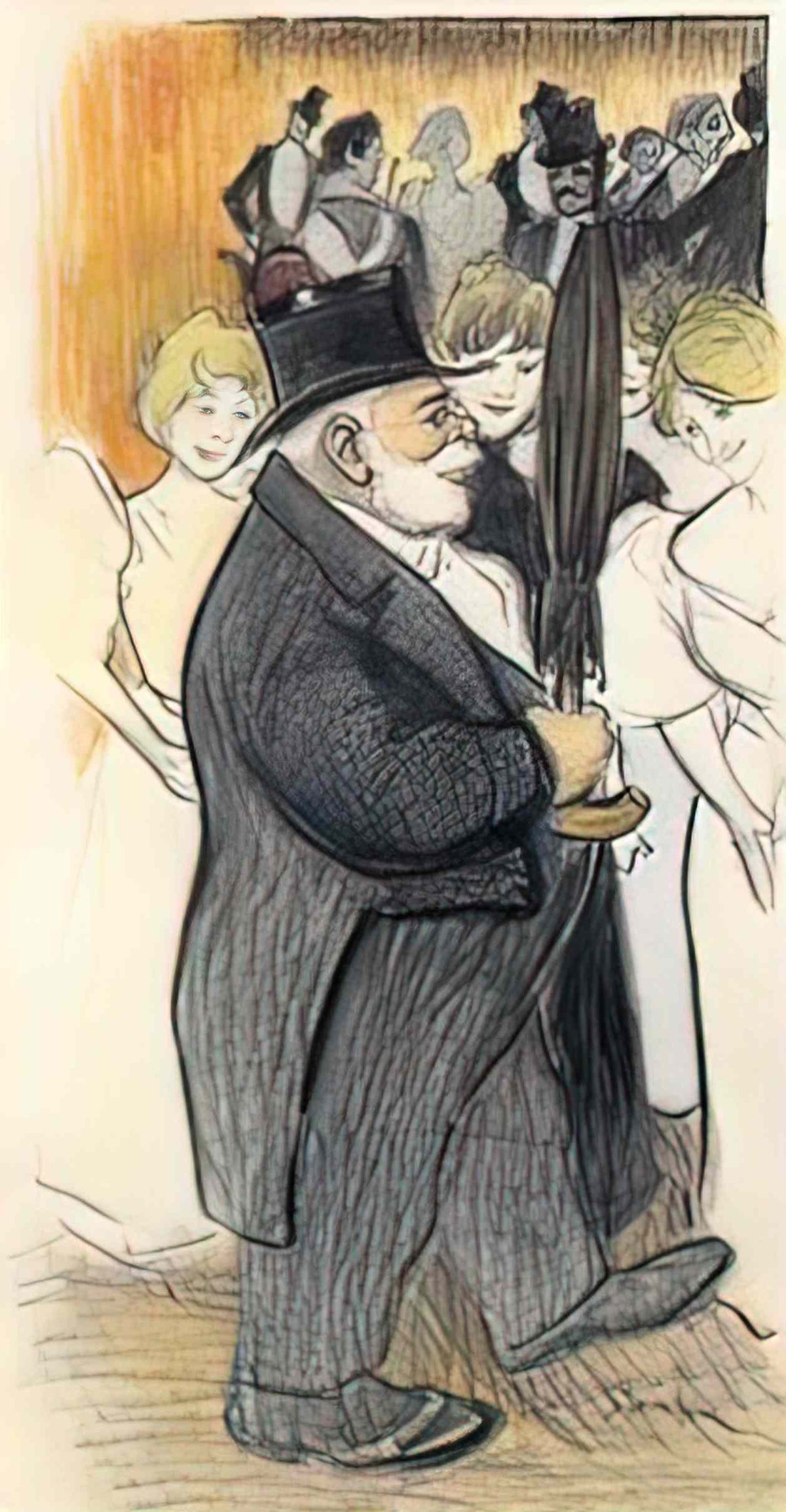 Theophile Steinlen man with umbrella Art A4 Photo Print