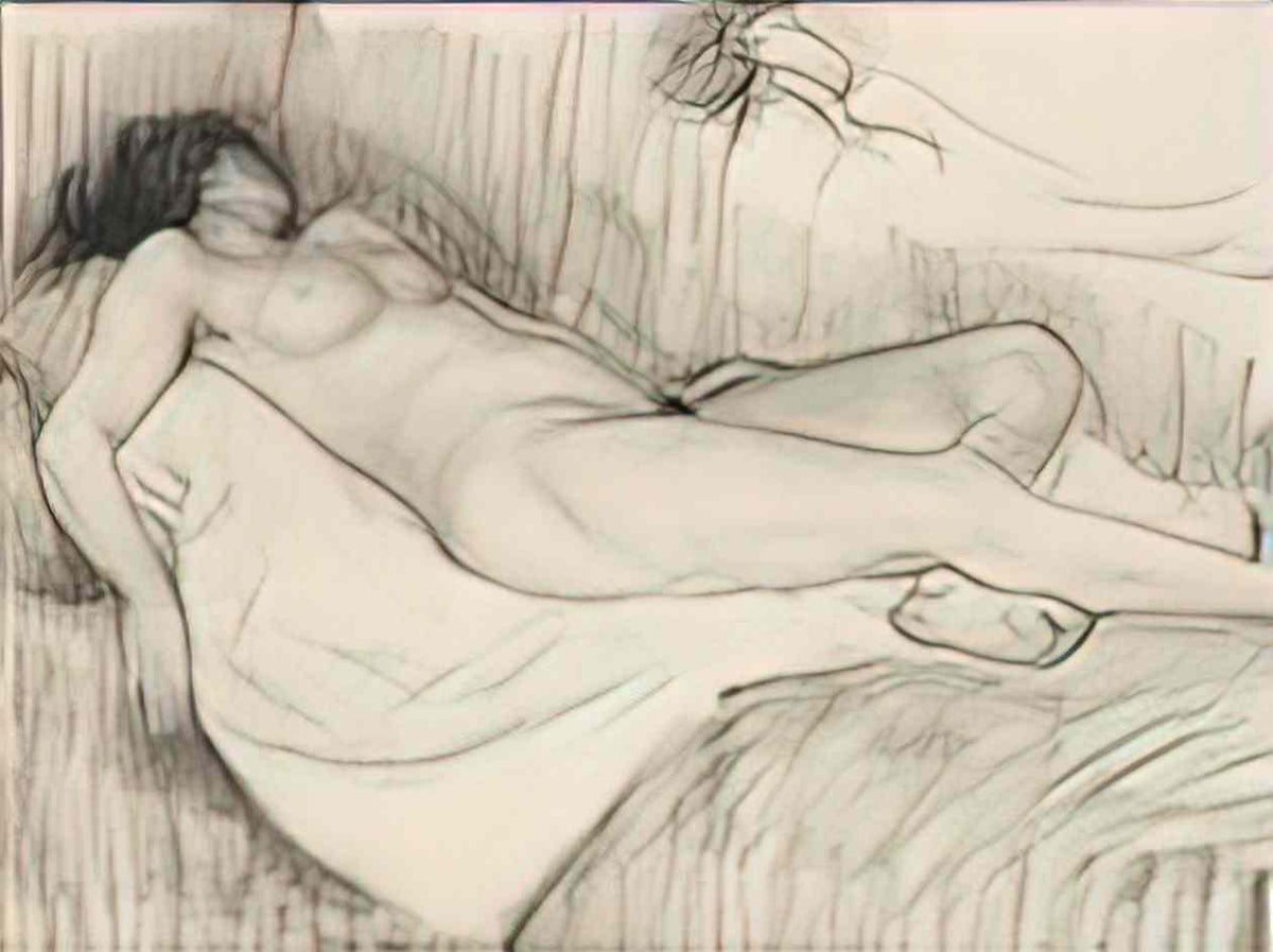 Theophile Steinlen nu allonge 2 Art A4 Photo Print